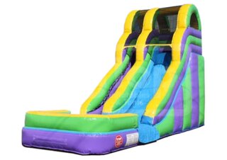 18' Double Dip SL (Single Lane) Water Slide with Inflatable Pool - blue