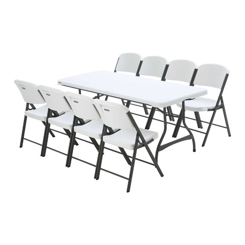 1x 8ft table, 8x Resin Chair (Set)