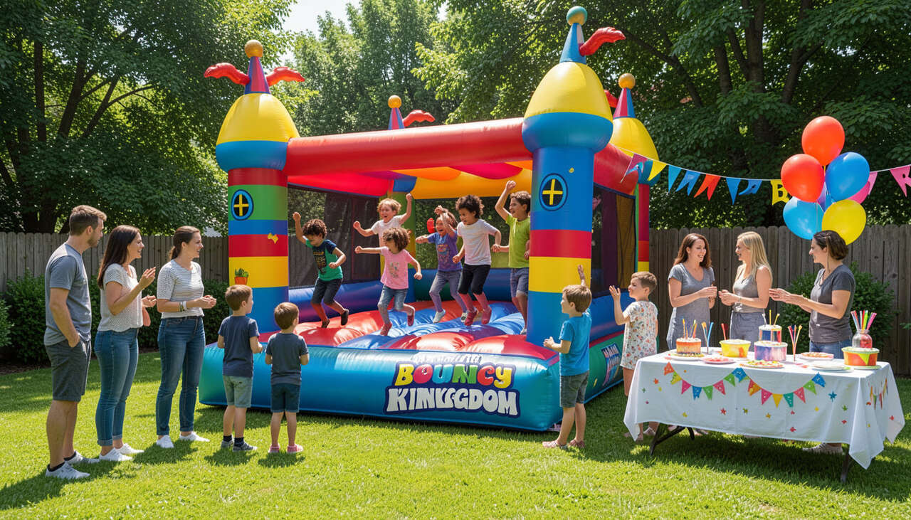 Family backyard celebration with affordable bounce house rental in Anna TX