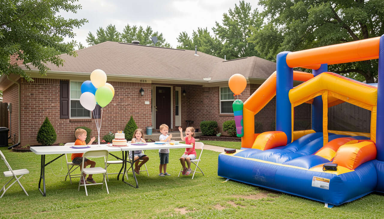 Cheap inflatable bounce house rental in Plano TX delivered and professionally installed