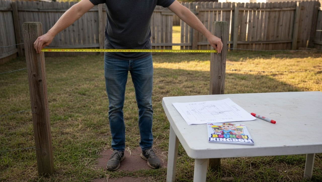 large inflatable combo with slide set up for party