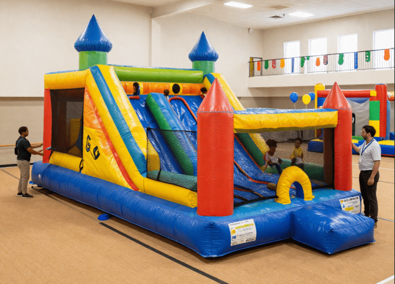 Kids playing inside indoor bounce house rental during party in Anna TX