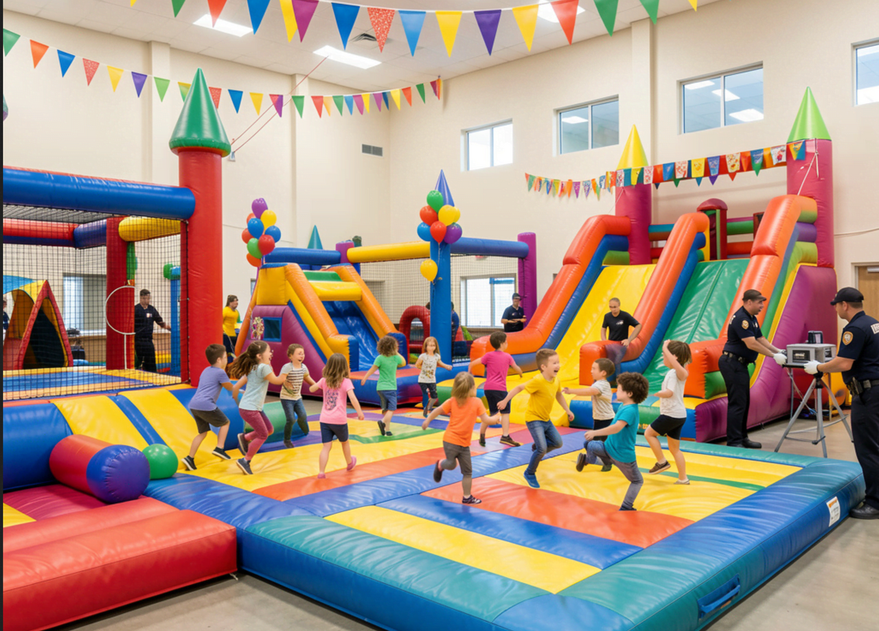 Indoor inflatable bounce house setup for kids party in Anna TX