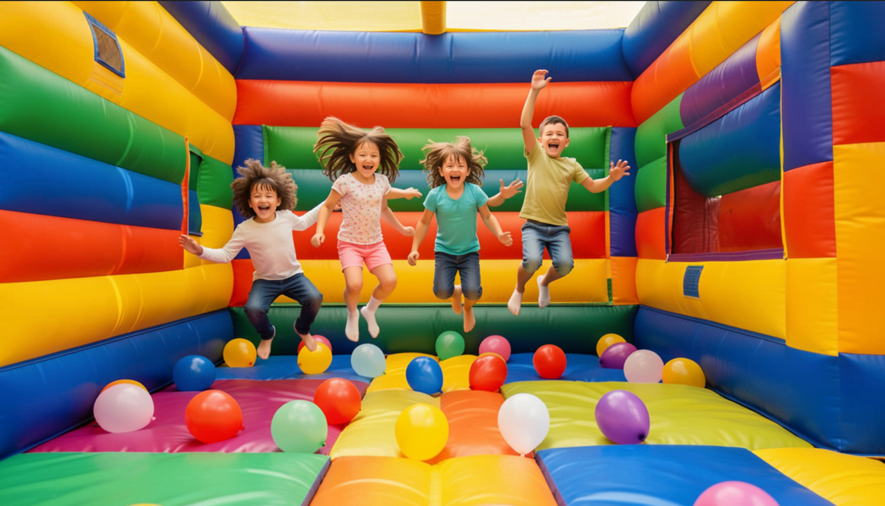 Inflatable bounce house setup for school festival event in Anna TX