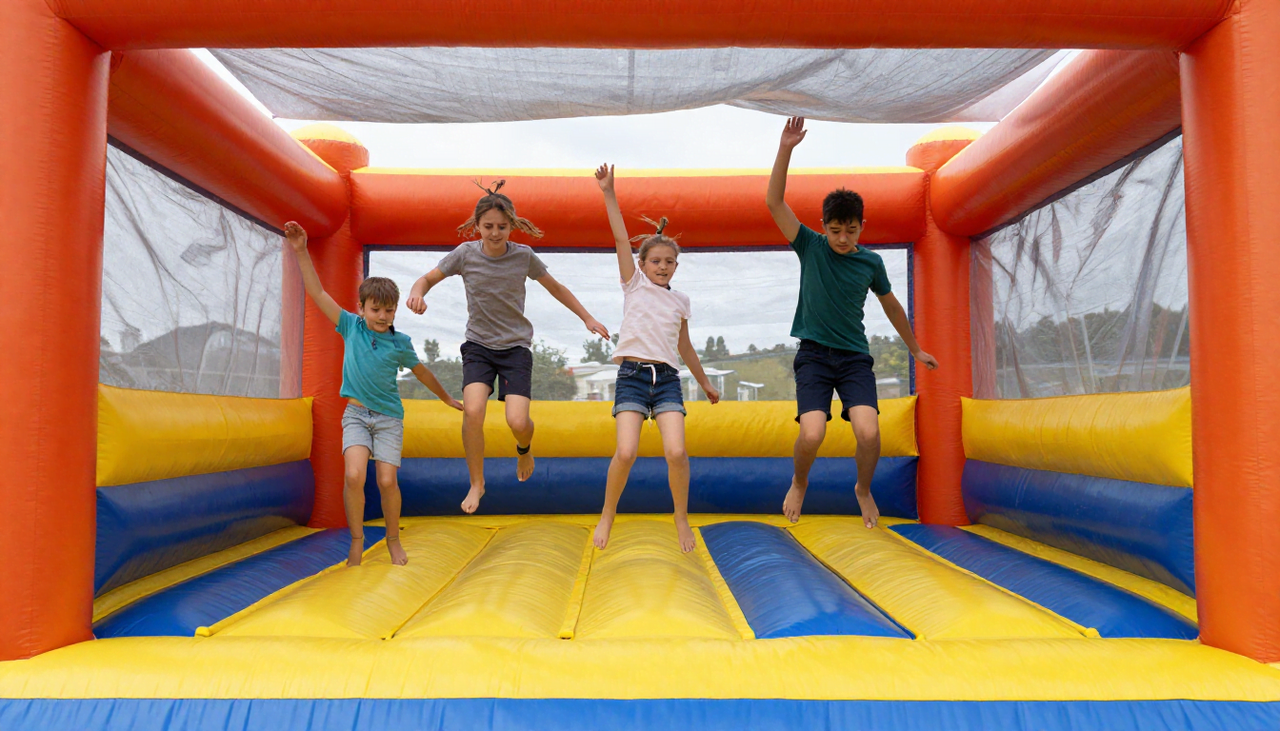 School event bounce house rentals in Plano TX set up for a field day