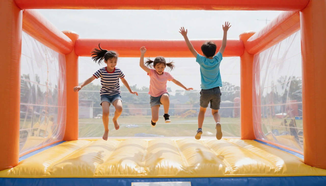 Students enjoying bounce house rentals at a Plano TX school event