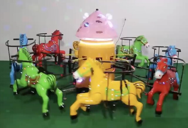 Children's Carousel Mounted Ride with Horses