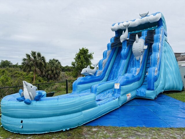21’ Dolphin Tails Dual Lane Waterslide 