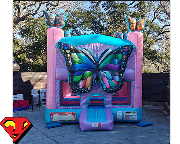 Miner's Bounce House at a backyard party
