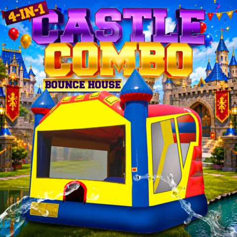 4-in-1 Castle Combo Bounce House with Slide