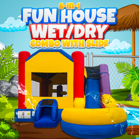6-in-1 Fun House Wet/Dry Combo with Slide