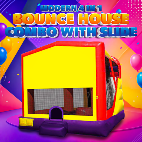 Modern 4-in-1 Bounce House Combo with Slide