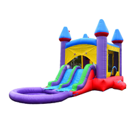 Jelly Bean Castle Bounce House and Dual Slide Combo with Pool