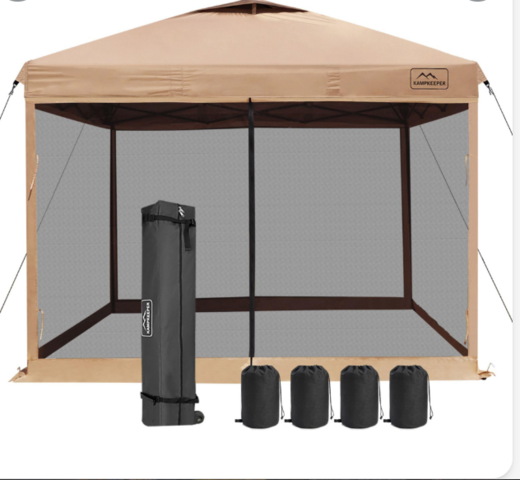 10 x 10 pop up canopy with net surround khaki
