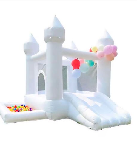 White Bounce Castle with Side Ball Pit