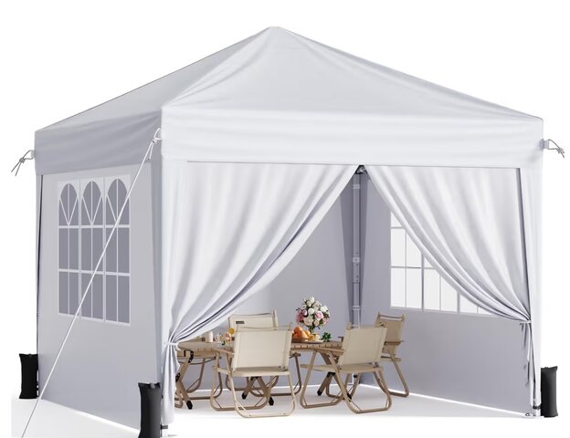 White 10 x 10 tent with walls/windows 
