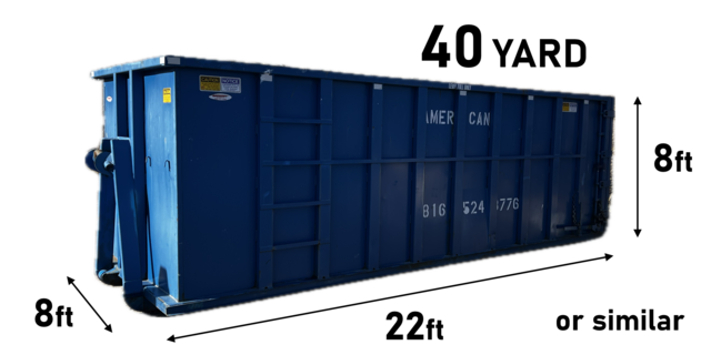 40 Yard Dumpster - 7 Day Rental - 6000lbs included Swapout