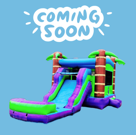 Purple Tropical Bounce House with Water Slide