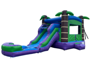 Purple Tropical Bounce House with Water Slide