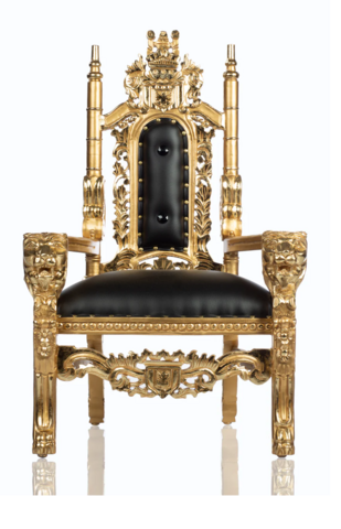 KIDS Black Leather / Gold Lionhead Throne