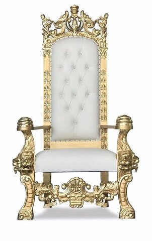 WHITE LEATHER / GOLD MALDIVE King sized THRONE