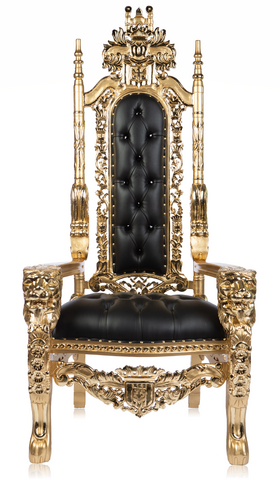 BLACK LEATHER / GOLD (Lion Head Throne)