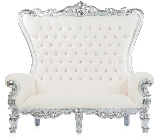 WHITE LEATHER / SILVER DOUBLE THRONE