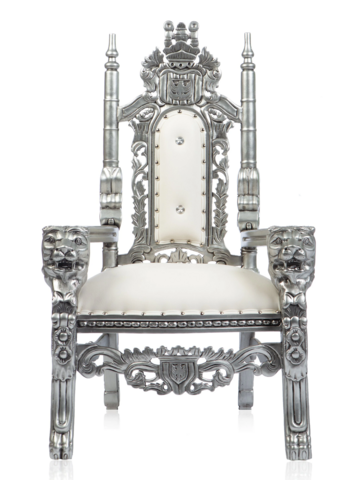 KIDS White Leather / Silver Lionhead Throne