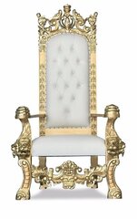 WHITE LEATHER / GOLD MALDIVE King sized THRONE