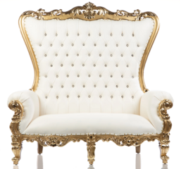 WHITE LEATHER / GOLD DOUBLE THRONE