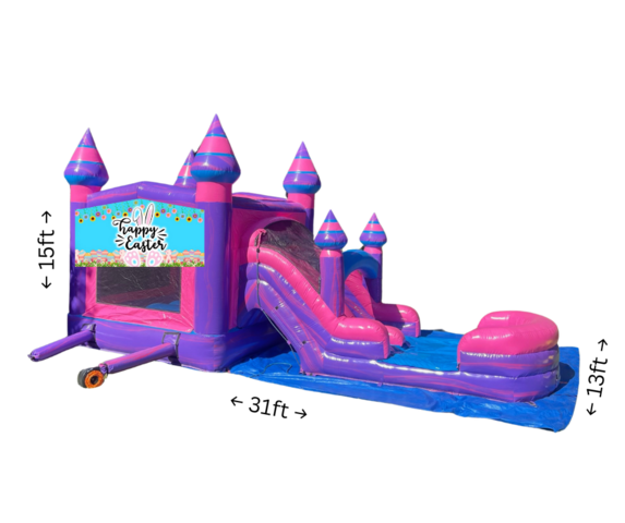 Pink Purple Bounce House with Slide in Memphis