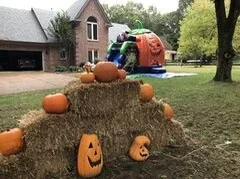Halloween Pumpkin set up and inflatable for Halloween Memphis Rental