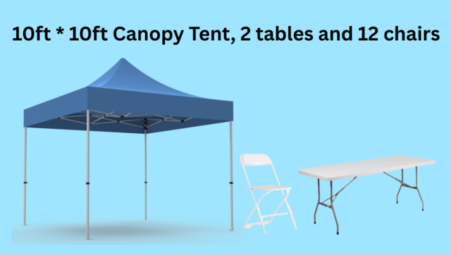 Package Deal 10ft * 10ft Canopy Tent 2 Tables and 12 Chairs