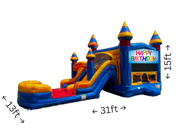 Blueish Happy Birthday Bounce Dual Slide