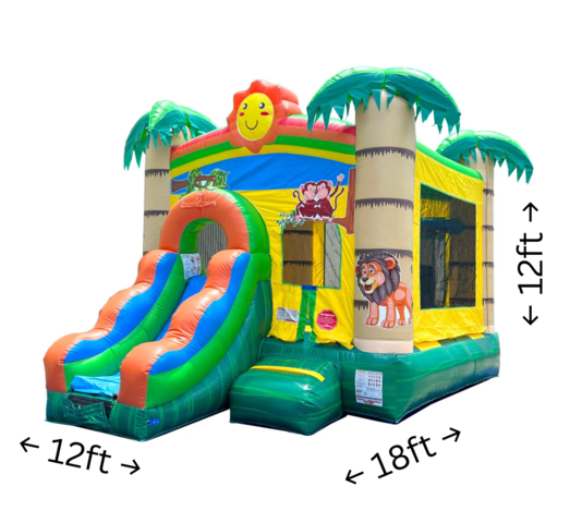 Happy Jungle Smiley Face Bounce House Slide