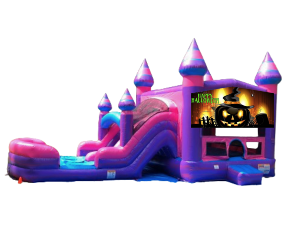 Purplish Spooky Happy Halloween Bounce Dual Slide Wet or Dry