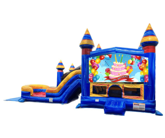 Blueish Birthday Cake Bounce Dual Slide