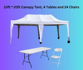 Package Deal: 10ft * 20ft Canopy Tent, 4 Tables and 24 Chairs