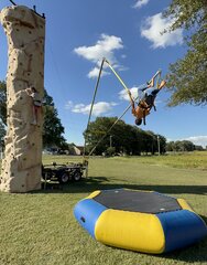 Rock Climbing Wall + 2 Bungee Trampolines