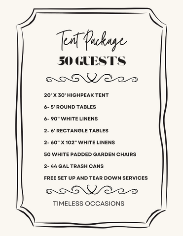 20' x 30' Tent Package For 50 Guests 