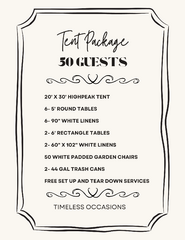 20' x 30' Tent Package For 50 Guests 