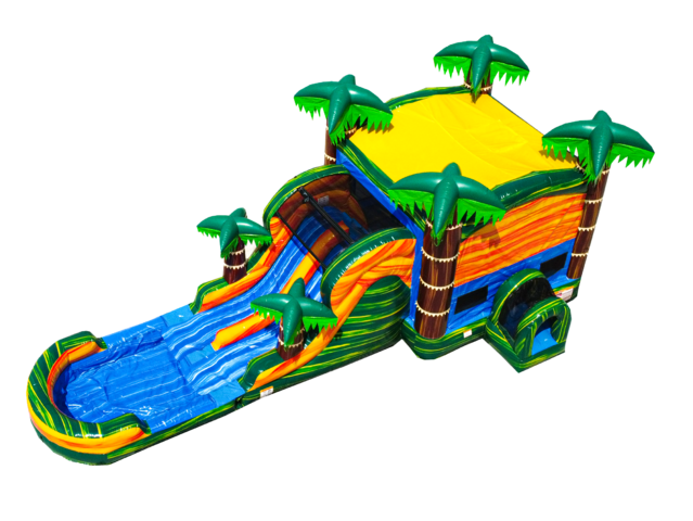 Cali palms bounce house with dual lane waterslide New for 2023