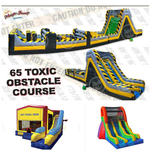 Ultimate Package  65ft Toxic obstacle , 17ft dual slide , 4 in 1 combo