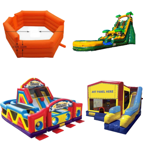 Extreme Package Goliath Obstacle ,20ft Cali slide , 4 in 1 combo , and gaga pit