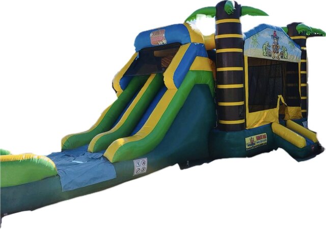 Tiki Dual Lane Bounce House with Water Slide