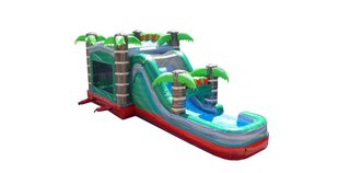 Mega Tropical Fire Bounce House with Water Slide