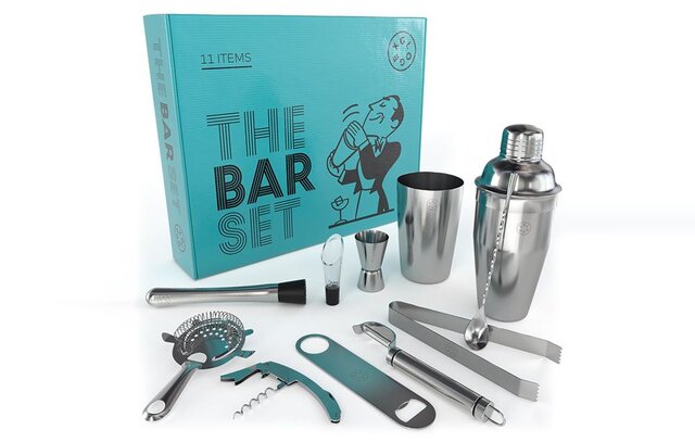 Bar Tool Kit - Bottle Openers, Wine Opener, Cutting Board, Shaker and Knife