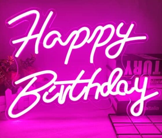 Happy Birthday Neon Sign - Pink