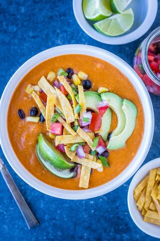 Catering: Add-on - Vegetarian Tortilla Soup with Fixings and fresh sliced avocado