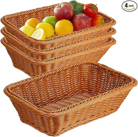 Straw Rectangle Bread Basket